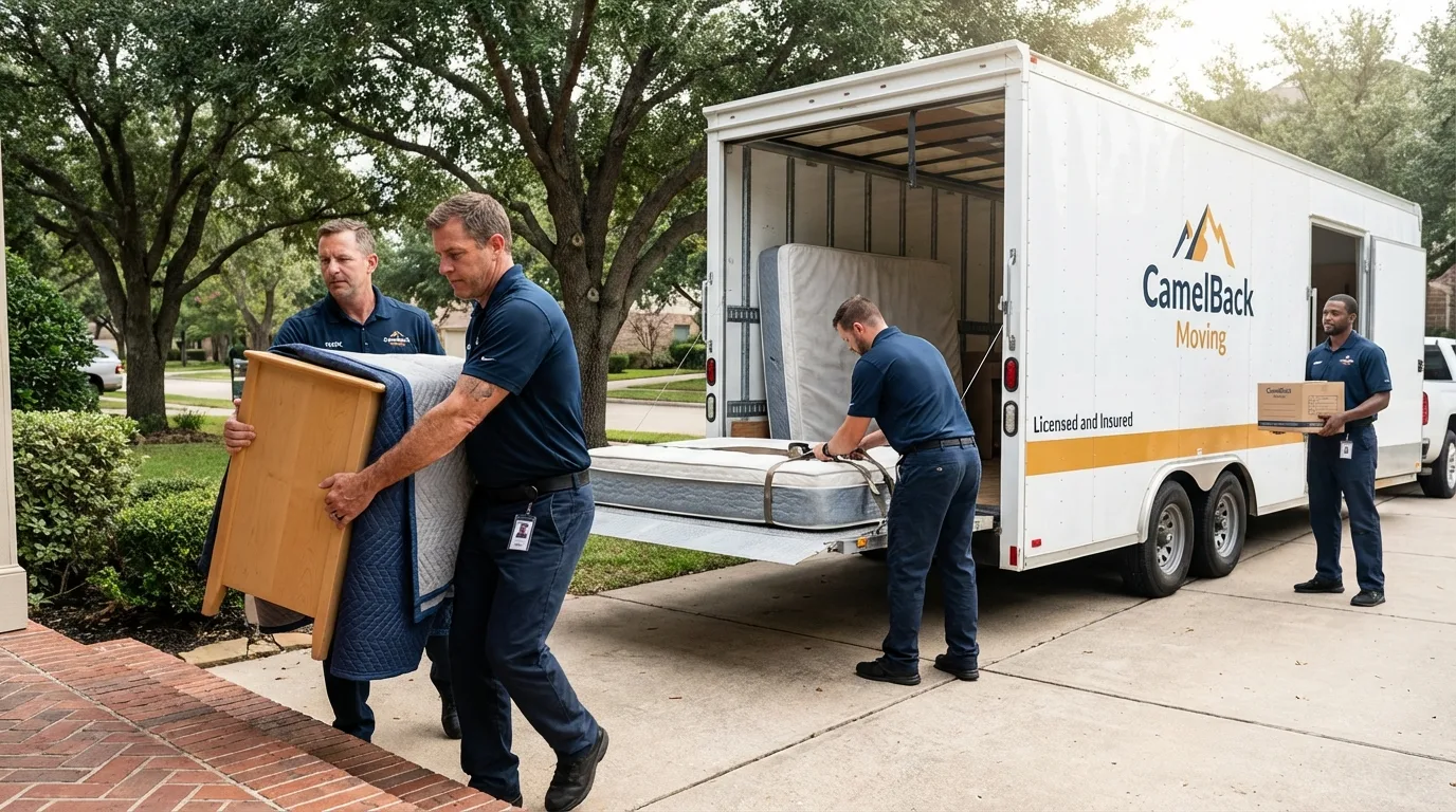 Crew loading residential truck for cross-state move from New Columbia, PA