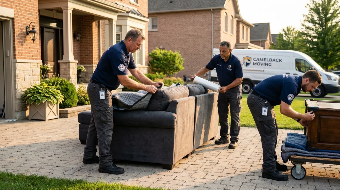 Large estate moving crew wrapping furniture in New Columbia, PA