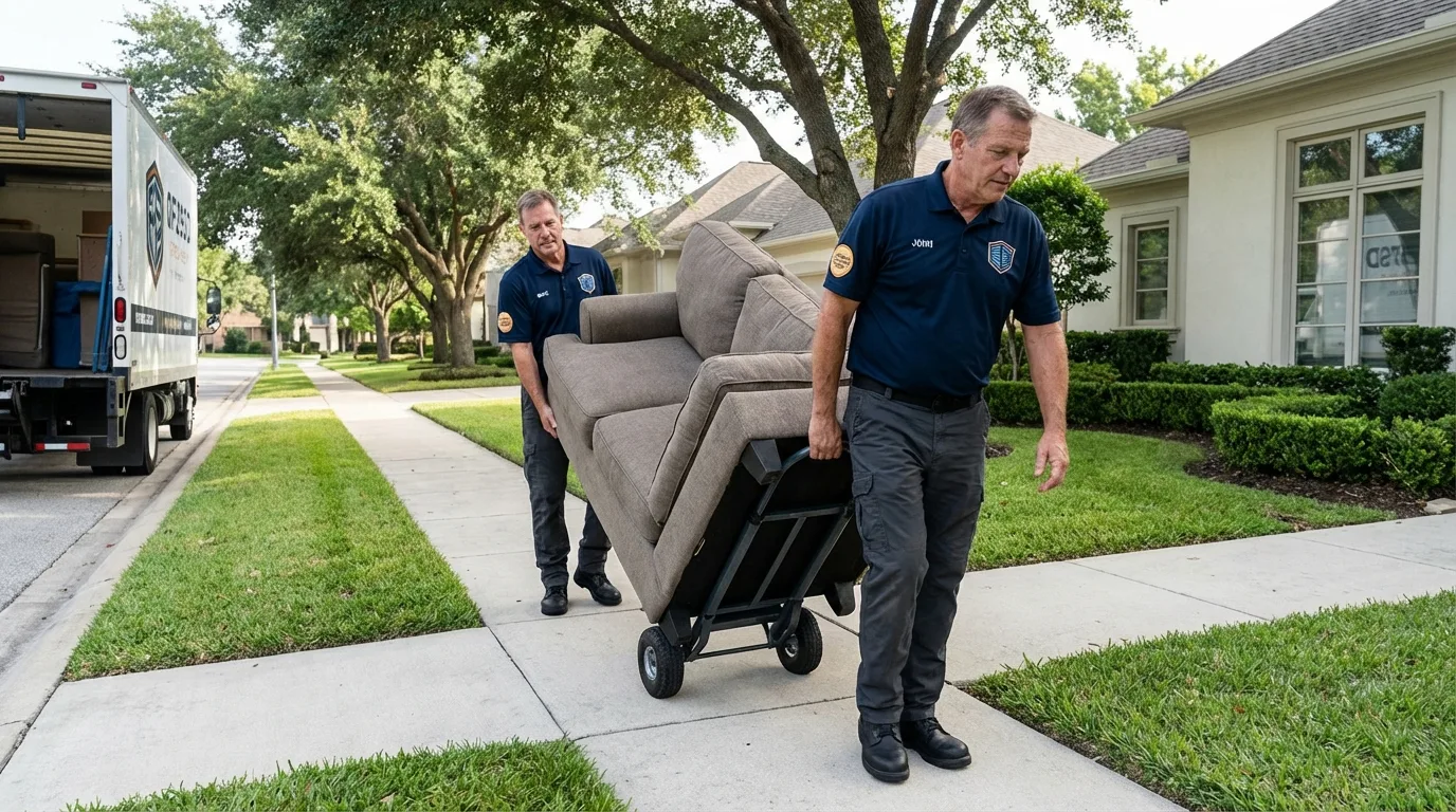 Local residential moving crew loading furniture in New Columbia, PA